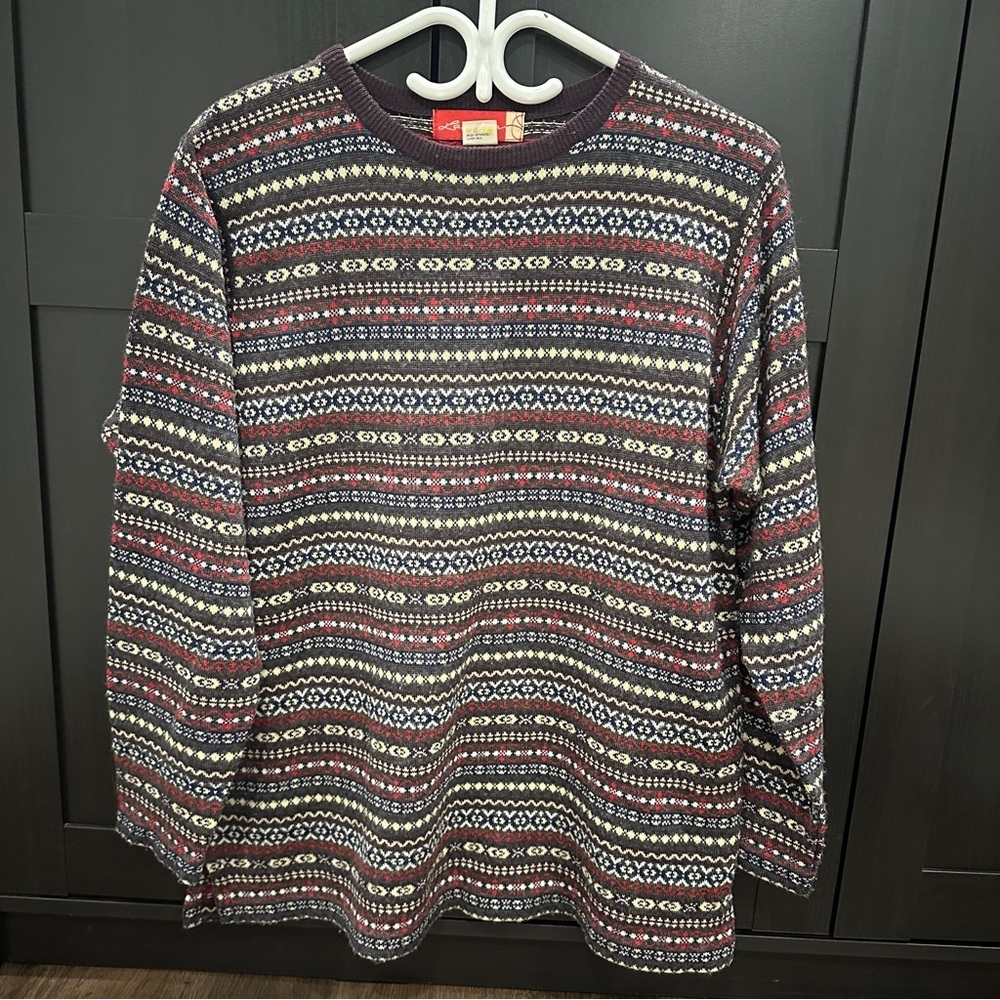 Vintage Patterned Multicolour Stripe Crewneck Sweater Size Small Women Oversized